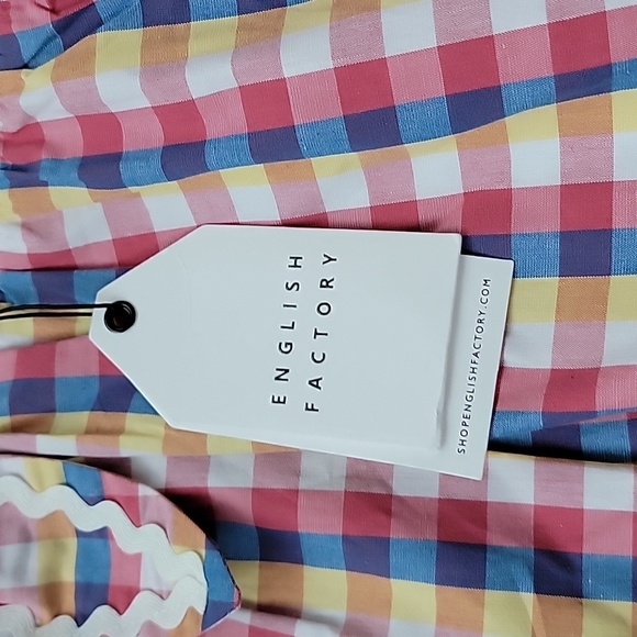 English Factory Gingham Mini Dress with Ribbon Detail NWT - Picture 8 of 10